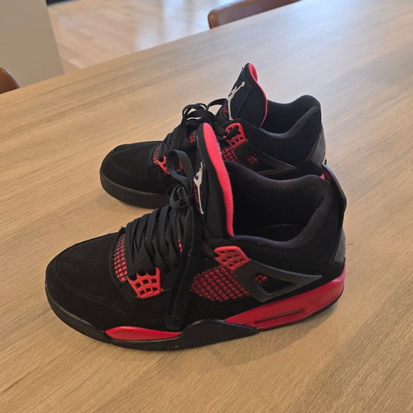 Jordan Other - Nike Air Jordan 4 Retro Red Thunder  Black Red US Size 7